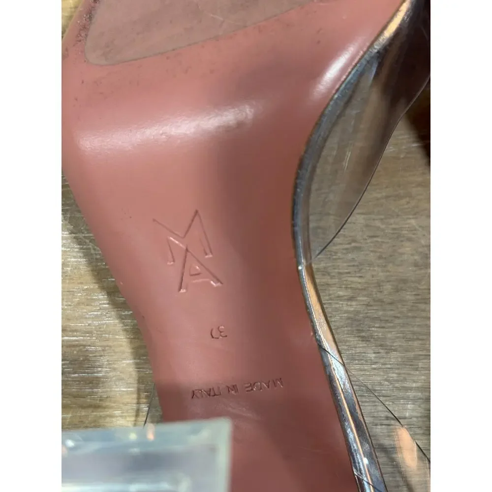 Amina Muaddi Holli Glass PVC Slingback Pumps Clear EU 37